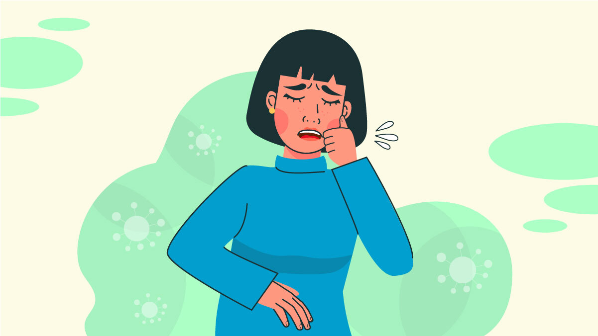Illustration of Woman Stopping Cough
