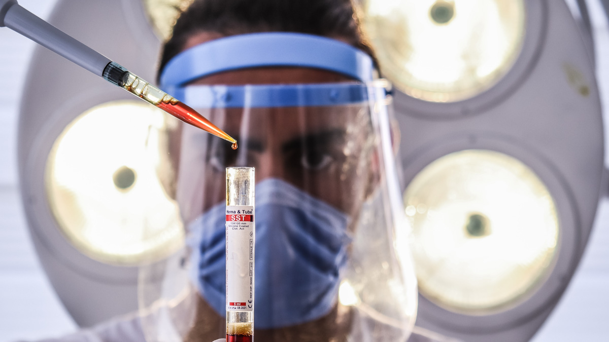 image of a scientist testing for drug