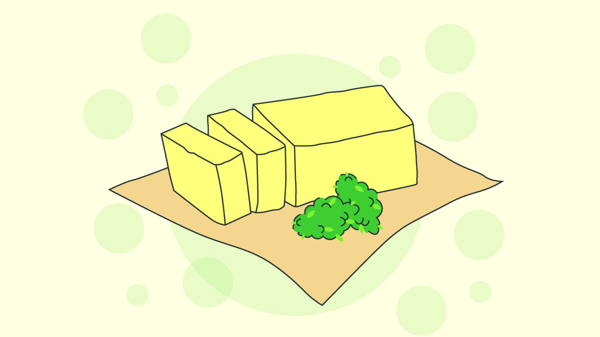 Illustration for guide on how to make Cannabutter with weed leaves