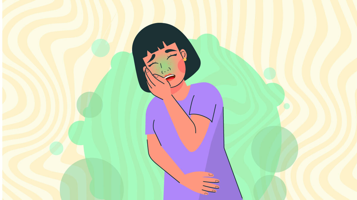 Illustration of Woman sick with Nausea