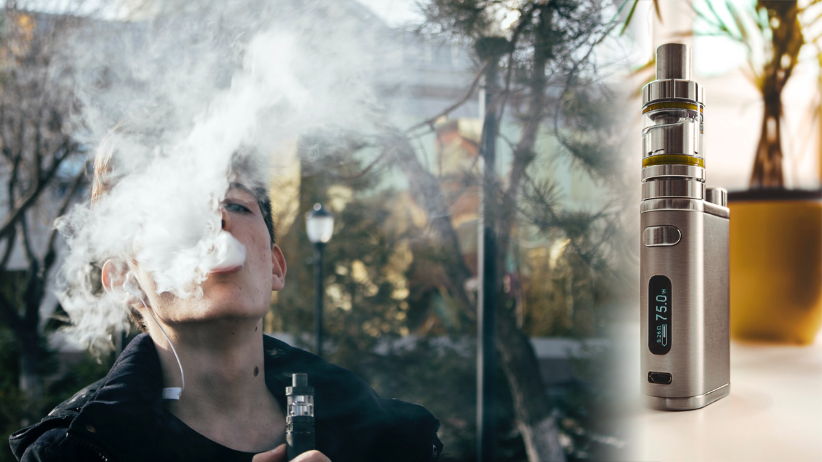 Man vaping along with a temperature indicator